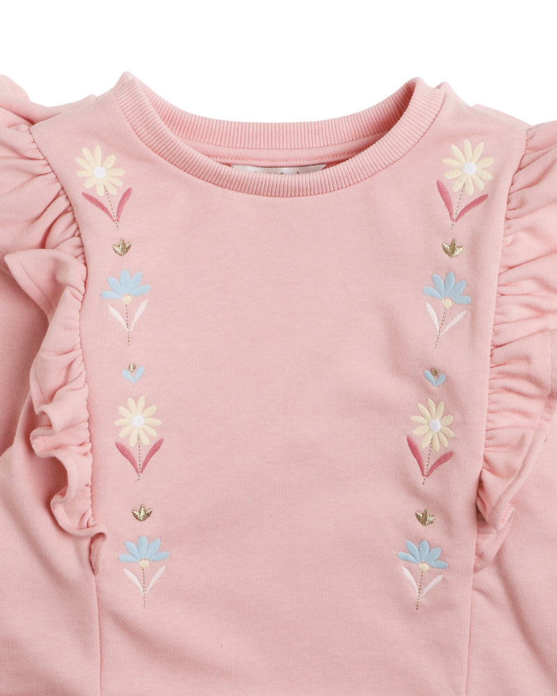 Midnight Daisy Frill Sweat Top