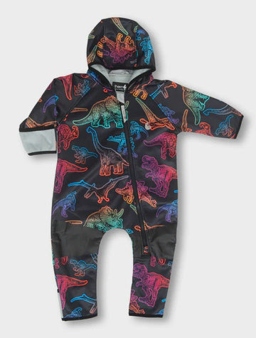 All-Weather Fleece Onesie- Neon Dino