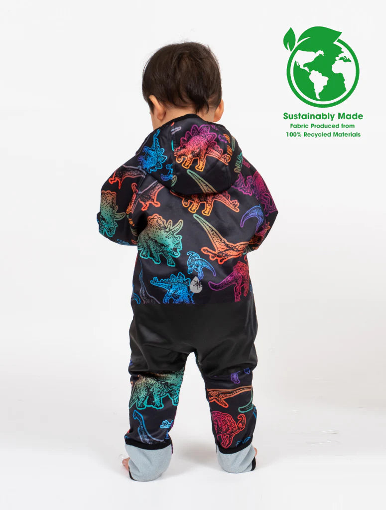 All-Weather Fleece Onesie- Neon Dino