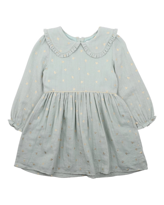 Olive Foil Print Dress  Girls 3-7 Yrs