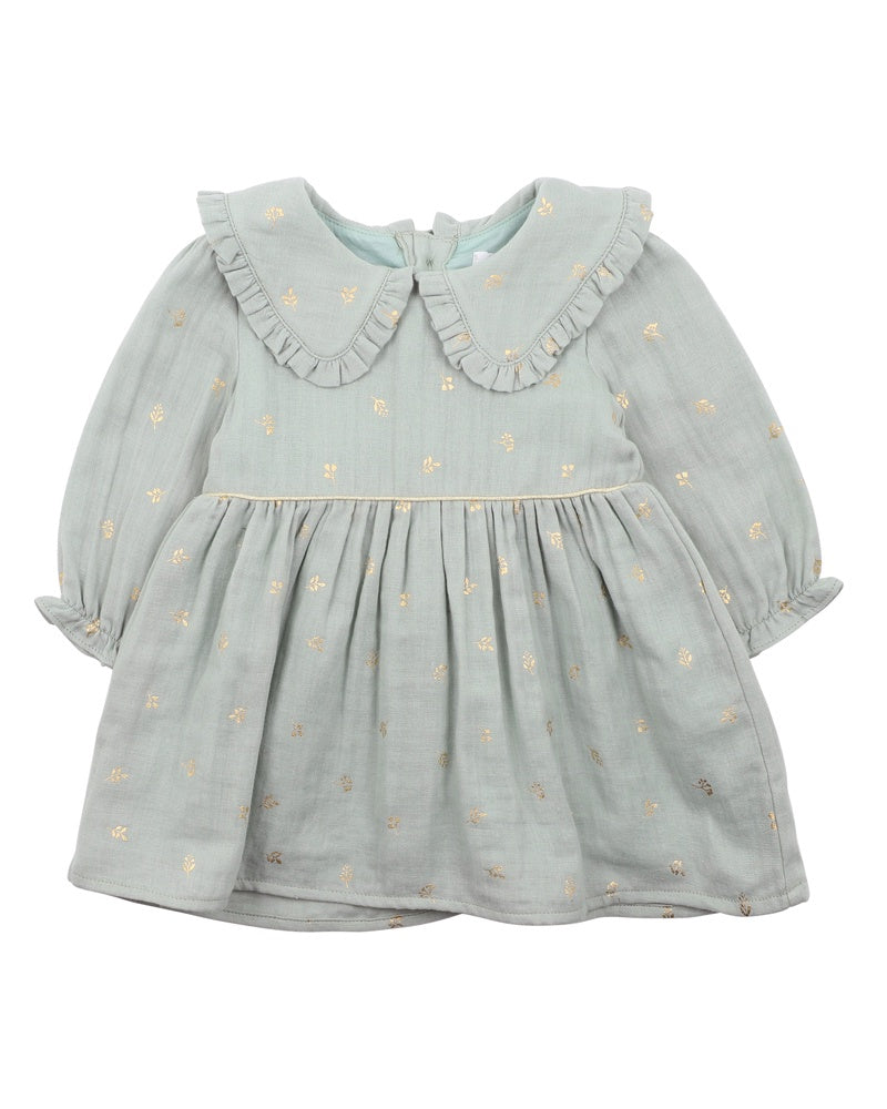 Olive Foil Print Dress - Baby